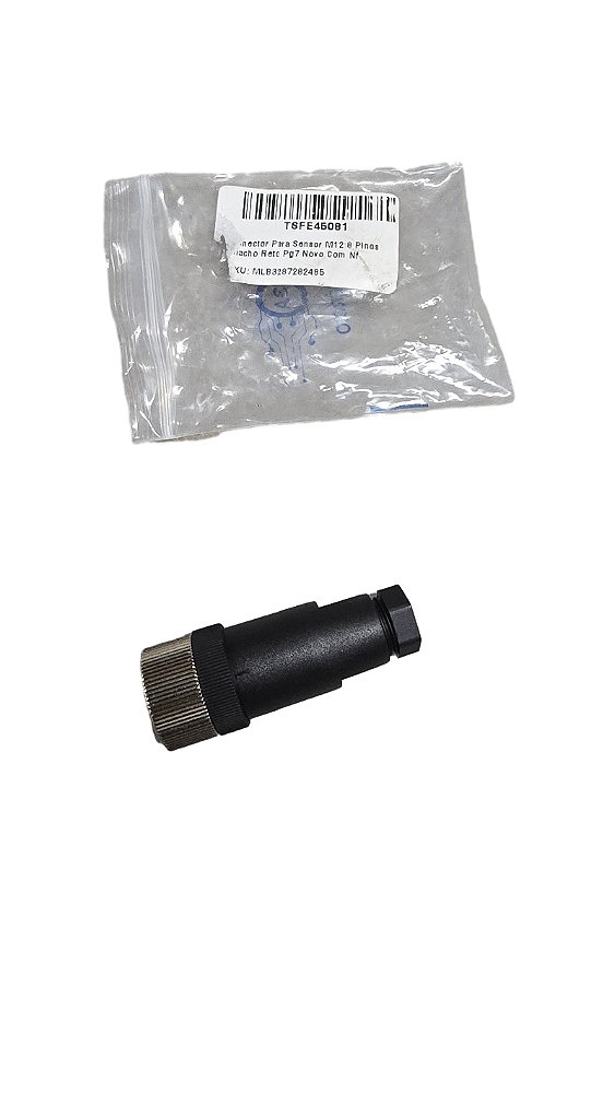 CONECTOR PARA SENSOR M12 8 PINOS FÊMEA RETO PG7 | LOTE PEÇAS AUTOMOTIVAS 2026