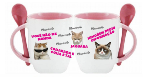 Caneca rosa da Tai com colher