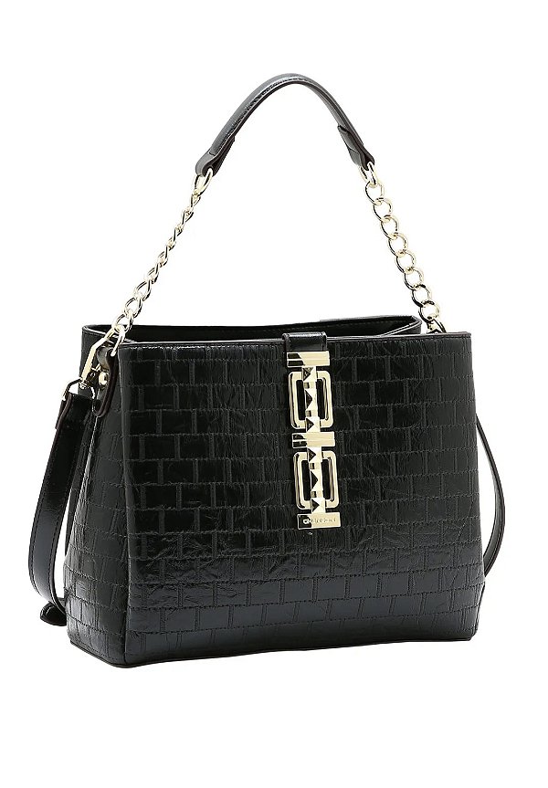 Bolsa Feminina Mão com alça transversal matelasse verniz