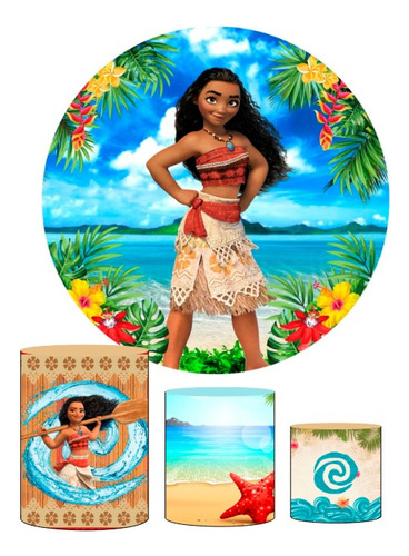 Capa Painel Moana Redondo 1,5 + Capas Cilindros Sublimado