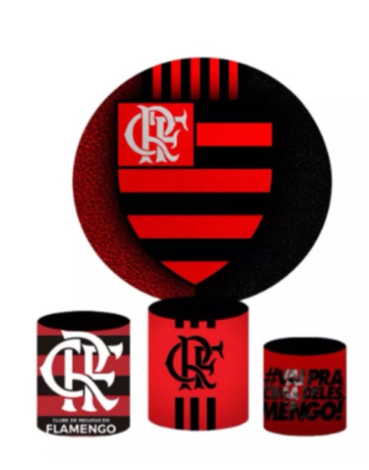 Painel Redondo 1,5 + Capas Cilindros Sublimado Flamengo