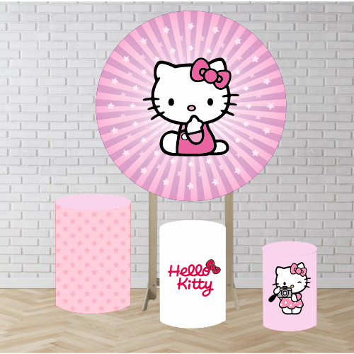 Painel Redondo 1,5 + Capas Cilindros Sublimado Hello Kit