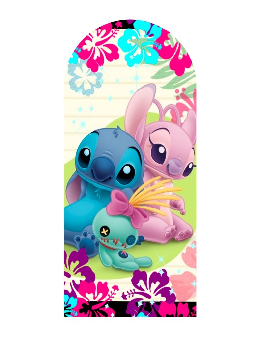 Painel De Decoração Romano - Personagens - 2m X 1m stitch e angel