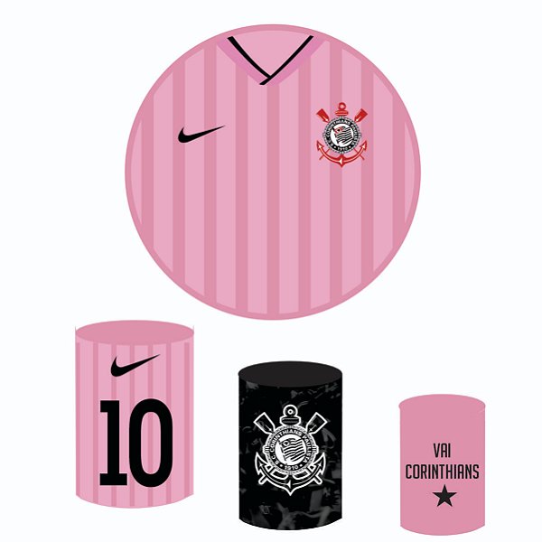 Kit Capas Festa Painel 1,5m + Trio Cilindros Corinthians