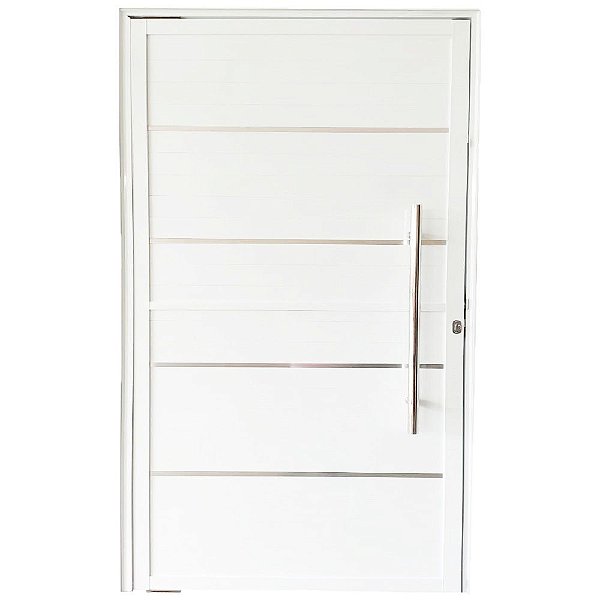 Porta Pivotante de Alumínio Branco Com Puxador e Friso Linha 25
