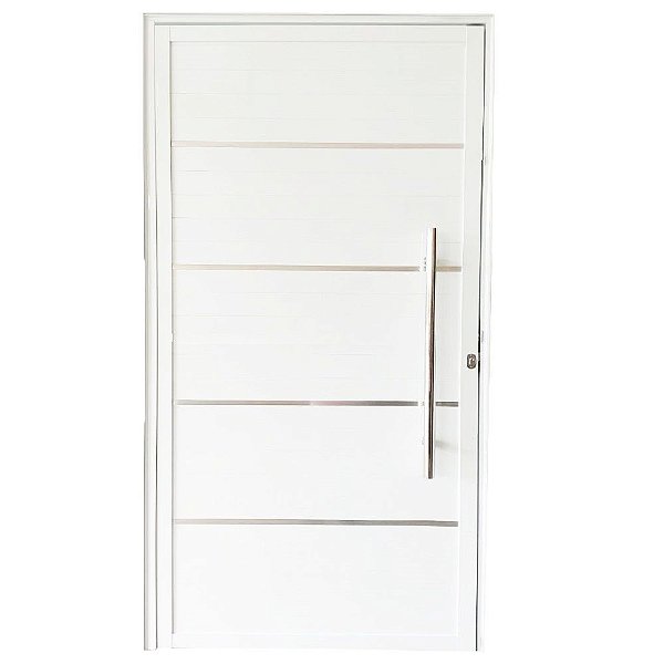 Porta Lambril de Alumínio Branco com Puxador e Friso Linha 25