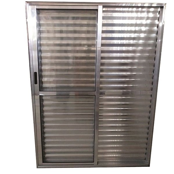 Porta De Alumínio de Correr Balcão 3 Folhas Brilhante Linha 25 Com Fechadura