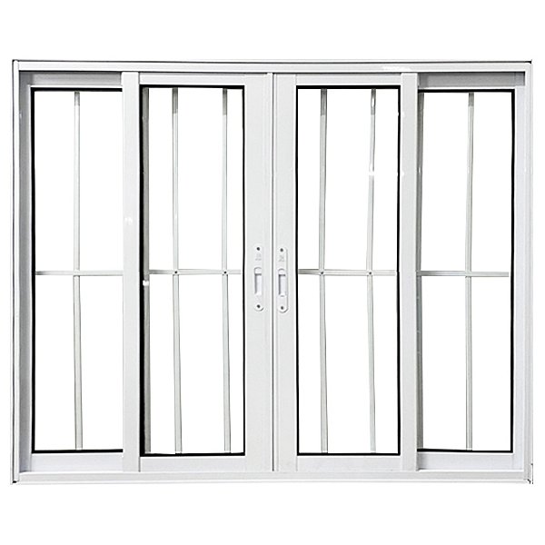 Janela Vitro 4 Folhas Alumínio Branco Linha 25 com Grade