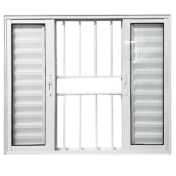 Janela Veneziana 6 Folhas Alumínio Branco Linha 25 com Grade