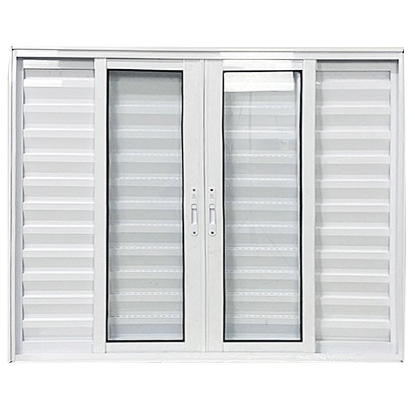 Janela Veneziana 6 Folhas Alumínio Branco Linha 25