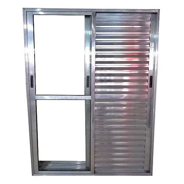 Porta De Alumínio de Correr Balcão 3 Folhas Móveis Brilhante Linha 25 Com Fechadura