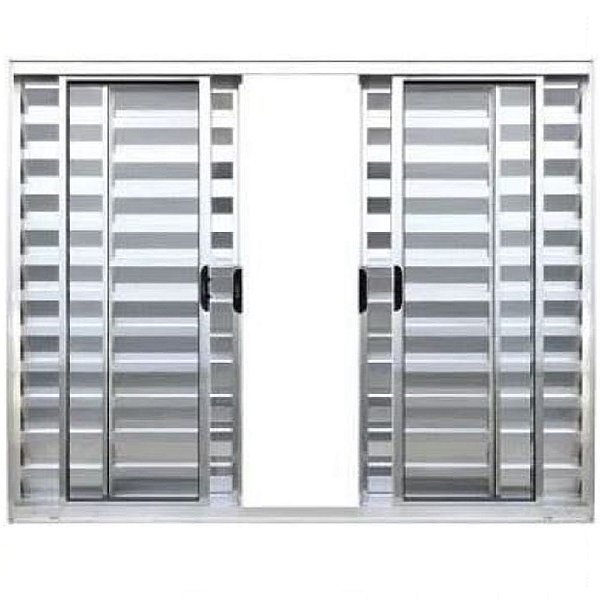 Janela Veneziana 6 Folhas Alumínio Brilhante Modular
