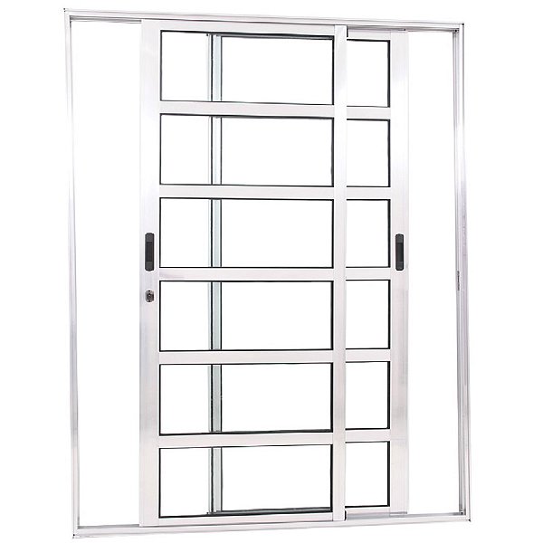 Porta de Correr Travessa 2 Folhas Mveis Brilhante Linha 25 Com Fechadura
