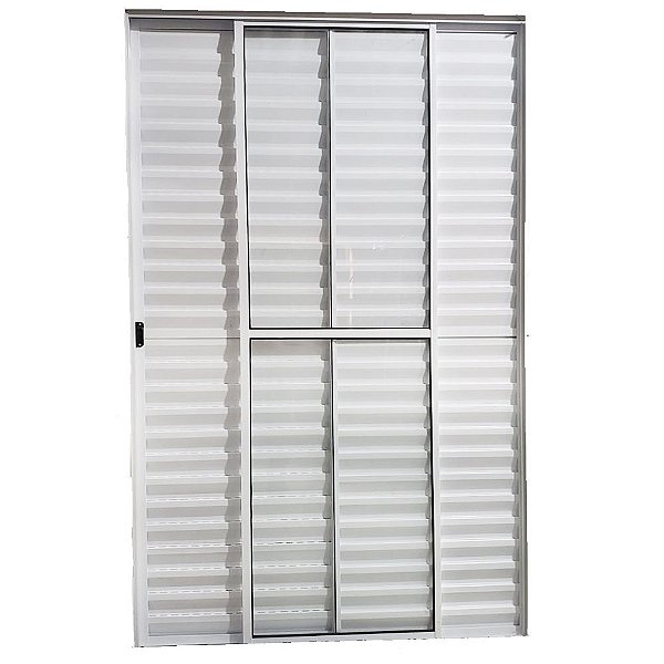 Porta De Alumínio de Correr Balcão 3 Folhas Branca Modular