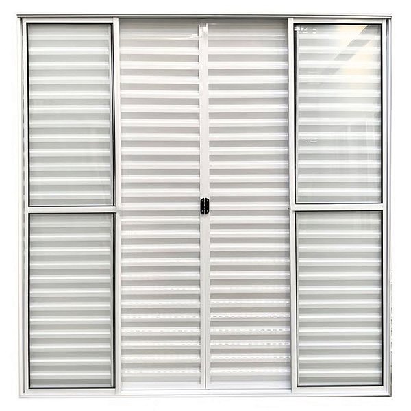 Porta De Alumínio de Correr Balcão 6 Folhas Branca Modular