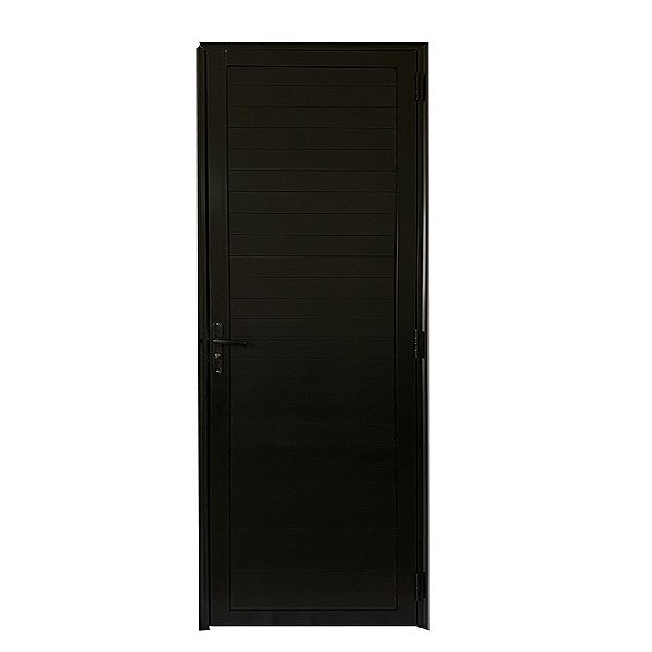 Porta Lambril de Alumínio Preto com Maçaneta e Fechadura de Banheiro