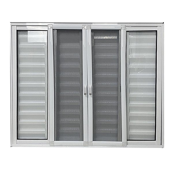 Janela Veneziana 6 Folhas Com Tela Mosquiteira Linha 25 Branca