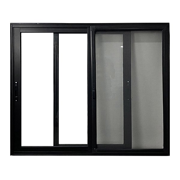 Janela Vitro 2 Folhas Móveis Com Tela Mosquiteira Alum. Preto Linha 25
