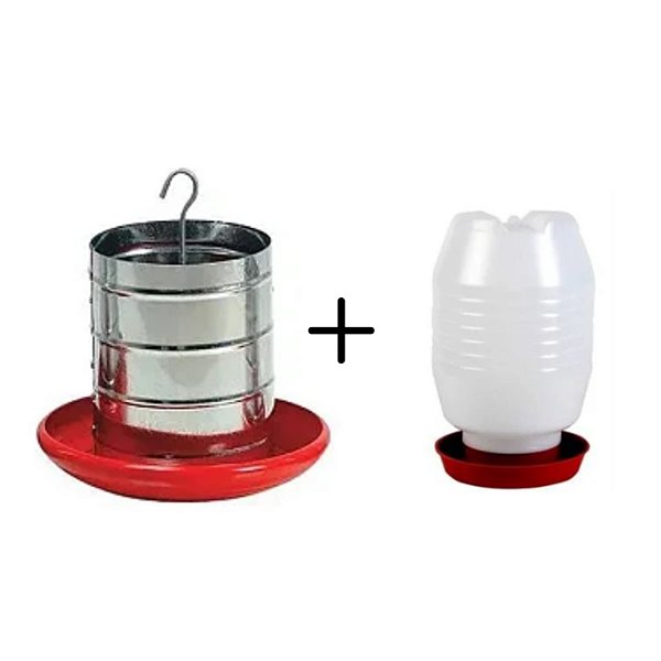 Kit 1 unidade Comedouro 5Kg + 1 unidade Bebedouro 5 Litros