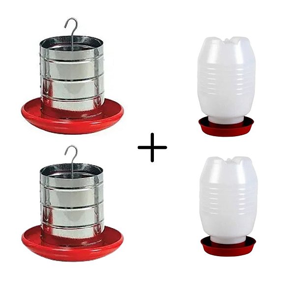 Kit 2 unidades Comedouro 5Kg + 2 unidade Bebedouros 5 Litros