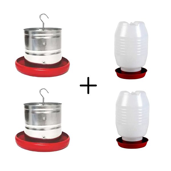 Kit 2 unidades Comedouro 3Kg + 2 unidades Bebedouros 5 Litros
