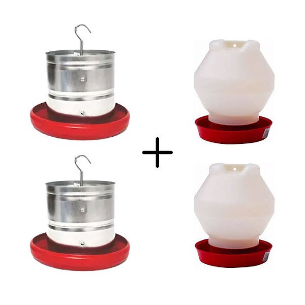 Kit 2 unidades Comedouro 3Kg + 2 unidades Bebedouro 2 Litros