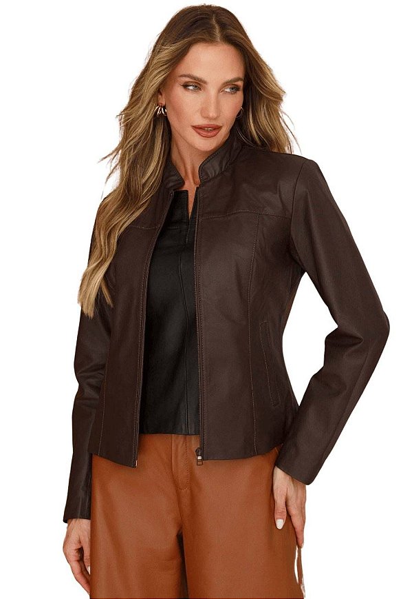 Jaqueta de Couro Legítimo Feminina Marrom - Estilo e Conforto