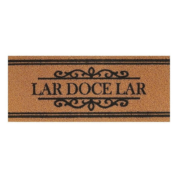 Tapete de Entrada Capacho Vinil Lar Doce Lar 30cm x 70cm Bege - Kapazi