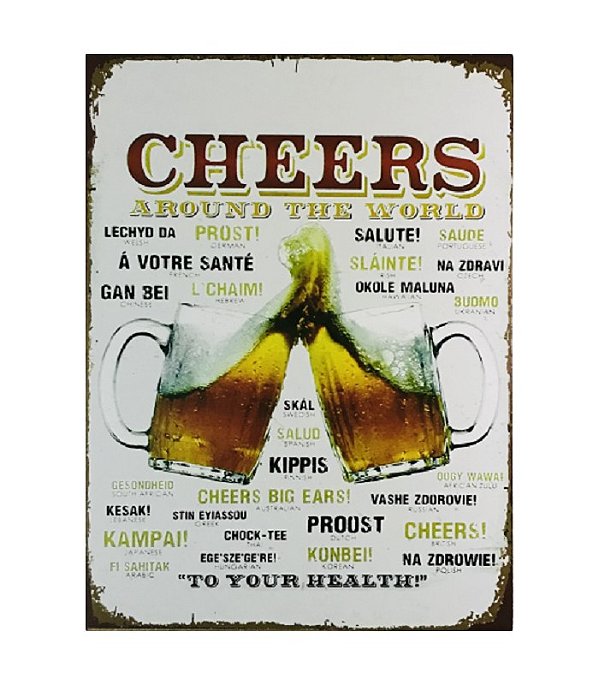 Placa Decorativa Cheers MDF 18x24cm