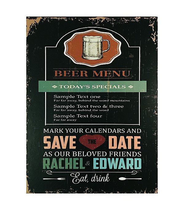 Placa Decorativa Beer Menu MDF 18x24cm
