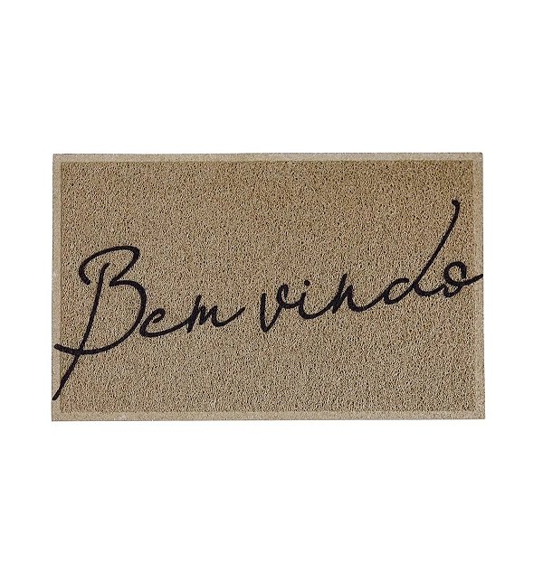 Tapete Capacho Vinil Light Bem Vindo Bege 40cm x 60cm - Kapazi