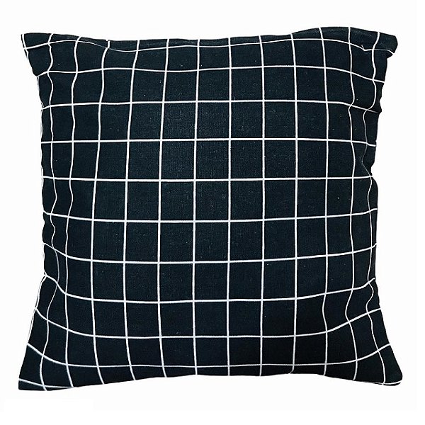 Capa para almofada Quadriculado Preto e Branco 43x43 cm