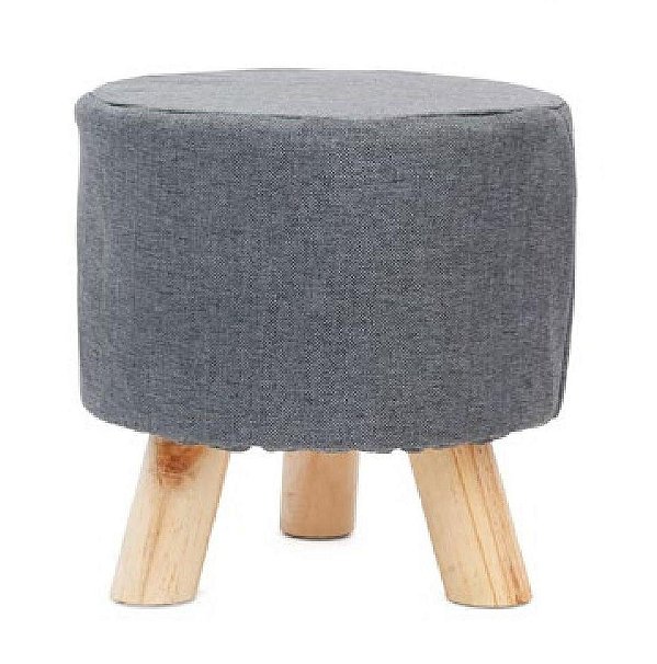 Banqueta Puff de Tecido Linho com pé de apoio
