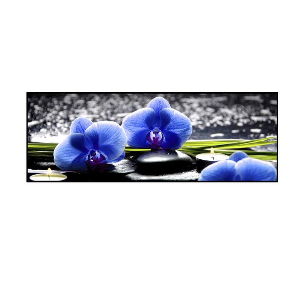 Quadro Decorativo Barcelona Flor Azul 35x100cm