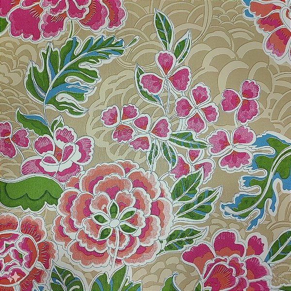 Papel de Parede Floral Rosa e Bege Escuro - Coleção Grace 4 Kantai