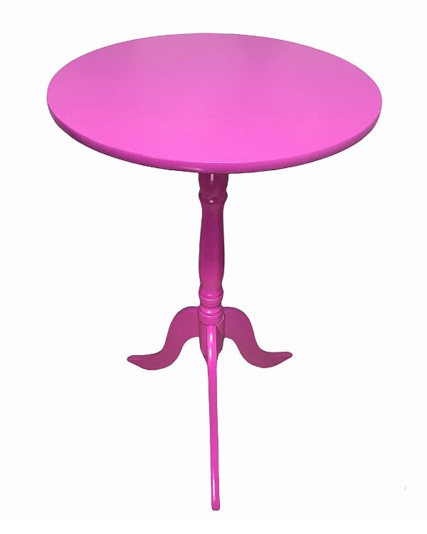 Mesa de Canto Redonda Rosa em MDF 53x30