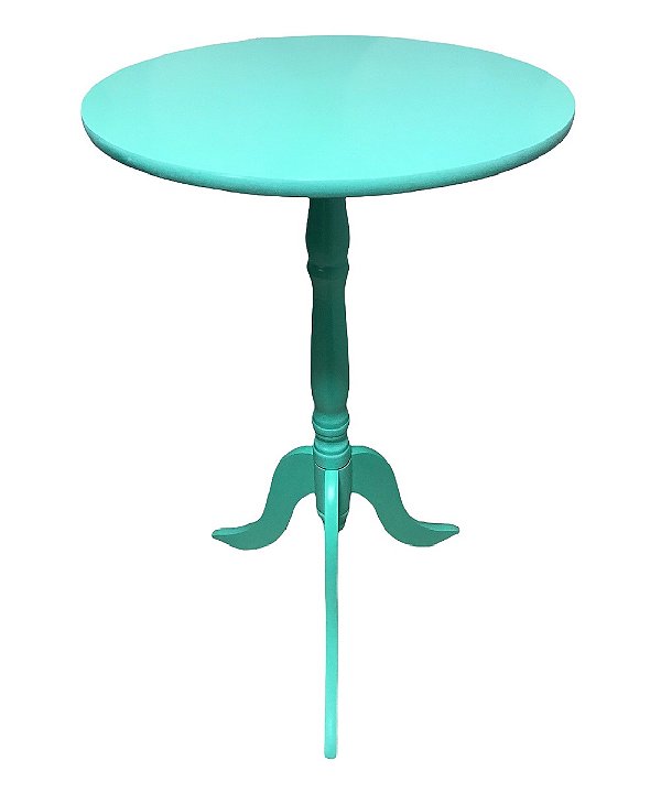 Mesa de Canto Redonda Azul Turquesa em MDF 53x30