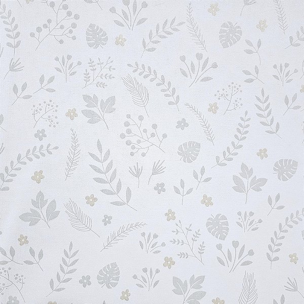 Papel de Parede Infantil Folhagem Cinza Claro - Coleção Yoyo 2 Kantai