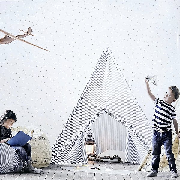 Papel de Parede Infantil Estrelas Tons de Bege e Azul - Coleção Yoyo 2 Kantai