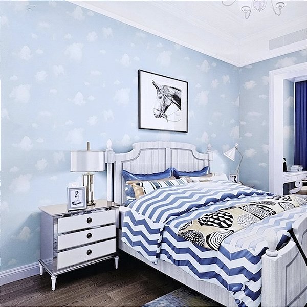 Papel de Parede Infantil Nuvens Azul - Coleção Yoyo 2 Kantai