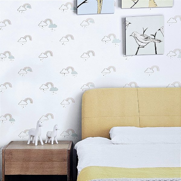 Papel de Parede Infantil Arco-Íris Rosa e Azul - Coleção Yoyo 2 Kantai