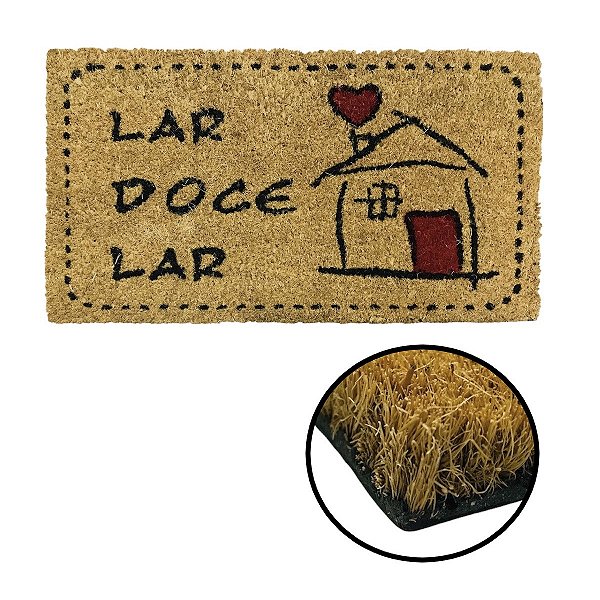 Tapete Capacho Fibra de Coco 60x32cm Lar Doce Lar