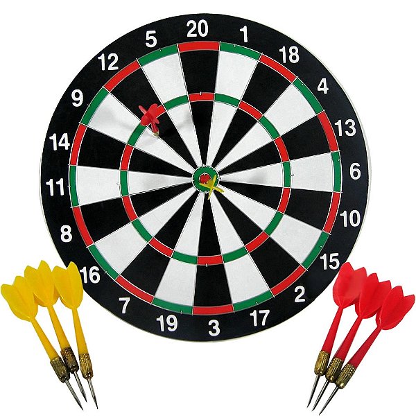 Jogo de Dardos Alvo Duplo 38cm 6 Dardos