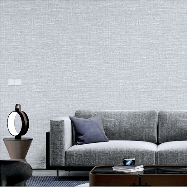 Papel de Parede Linho Cinza Claro Azulado - Coleção Criativo Kantai