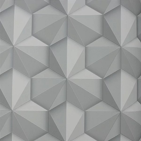 Papel de Parede Geométrico 3D Cinza - Coleção Grace 4 Kantai