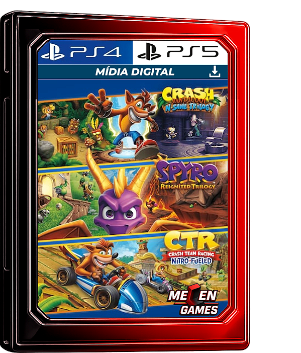 PACOTE TRIPLO CRASH + SPYRO PS4/PS5 MÍDIA DIGITAL