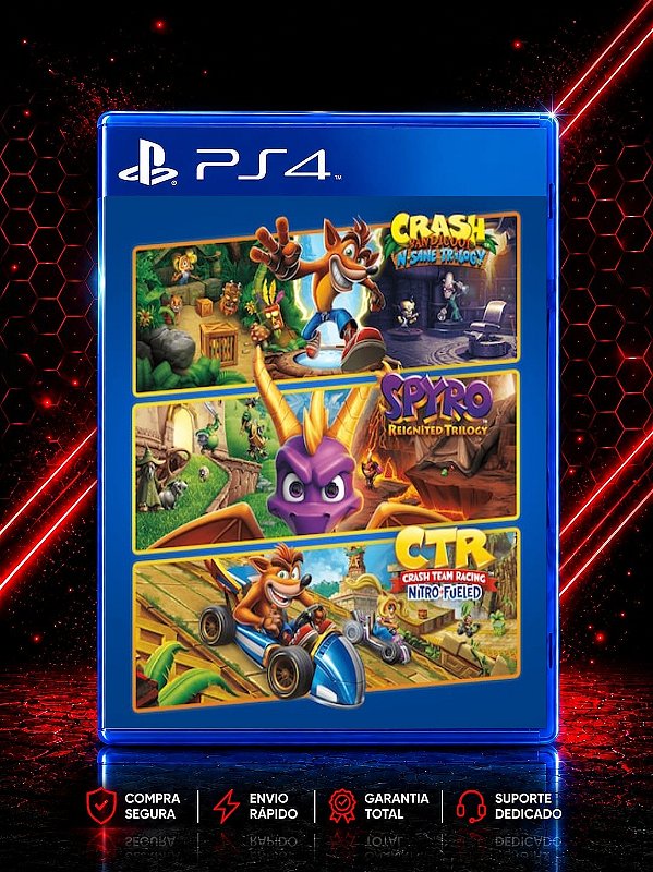 PACOTE TRIPLO CRASH + SPYRO MÍDIA DIGITAL PARA PS4