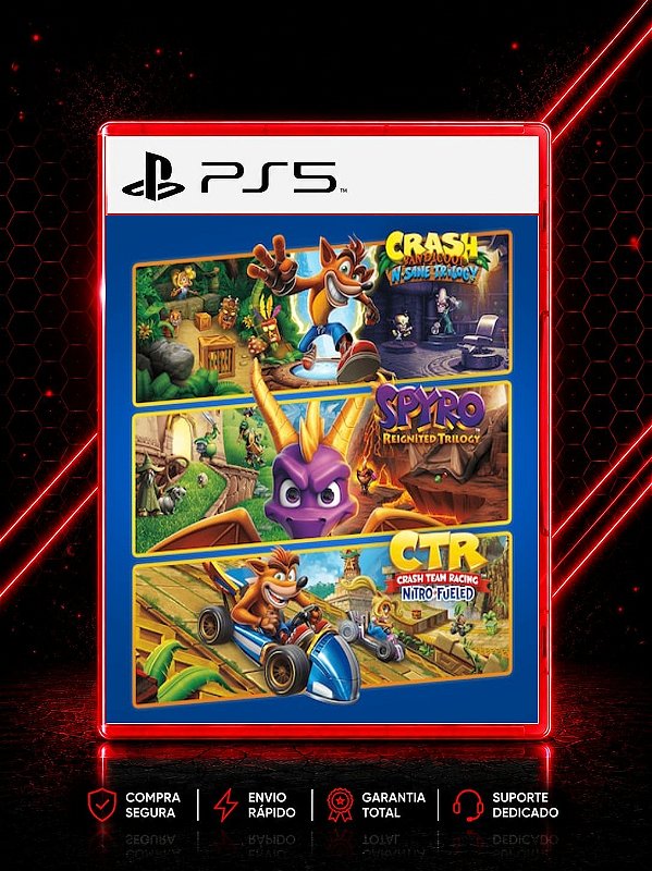 PACOTE TRIPLO CRASH + SPYRO MÍDIA DIGITAL PARA PS5