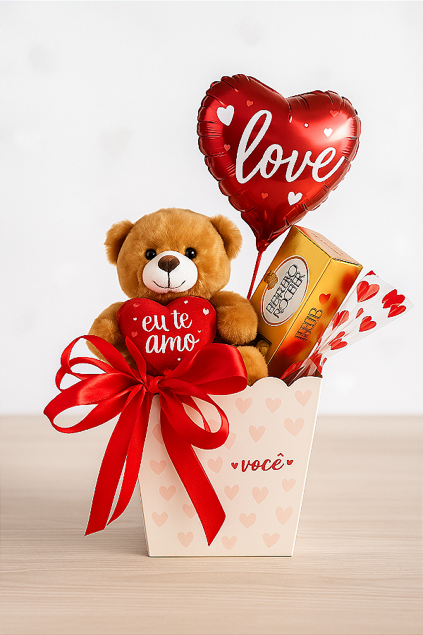 Cesta - Presente com Ursinho + Ferrero Rocher