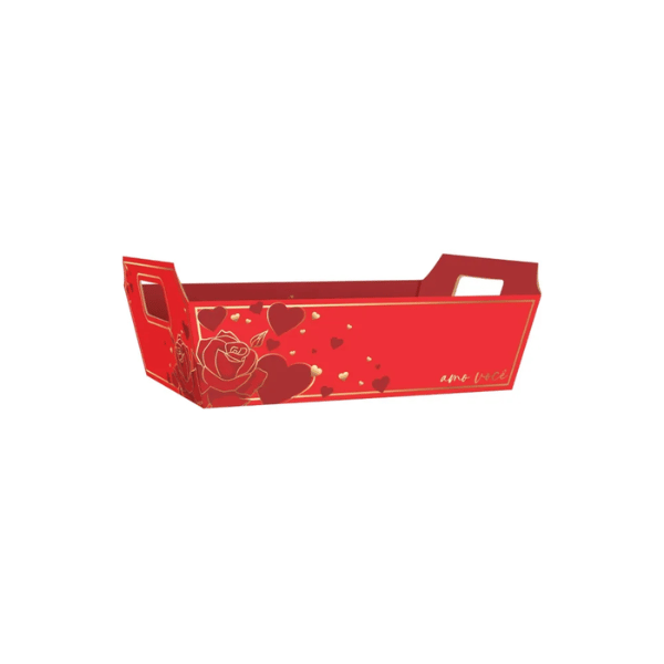 Kit Cesta Presente  – Bandeja + Saco Incolor + Laço + Palha
